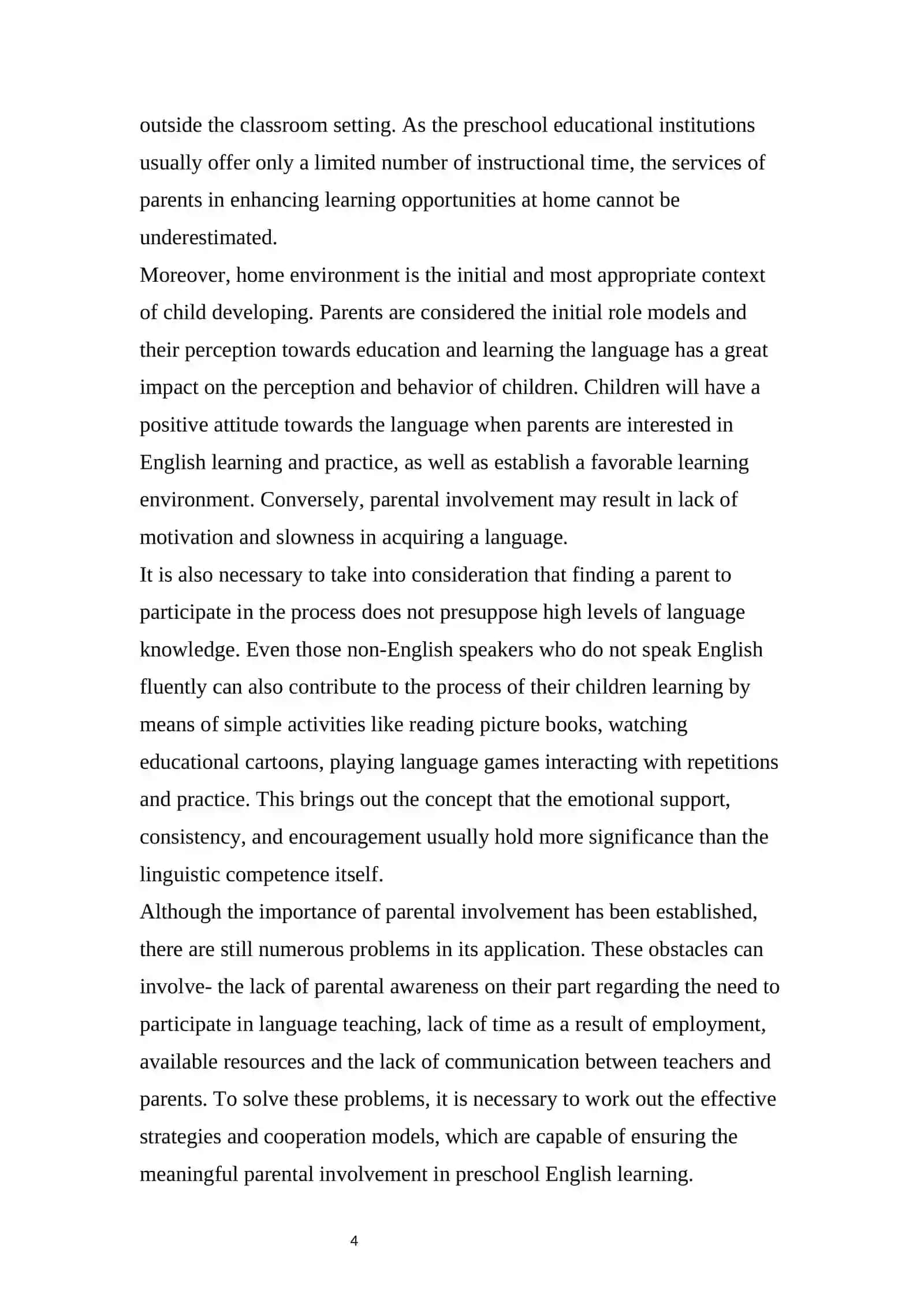 Methods and Strategies of Parental Involvement in Preschool English Learning 4