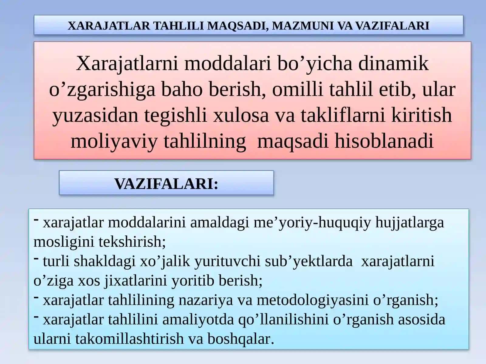 ISHLAB CHIQARISH VA DAVR XARAJATLARI TAHLILI 4