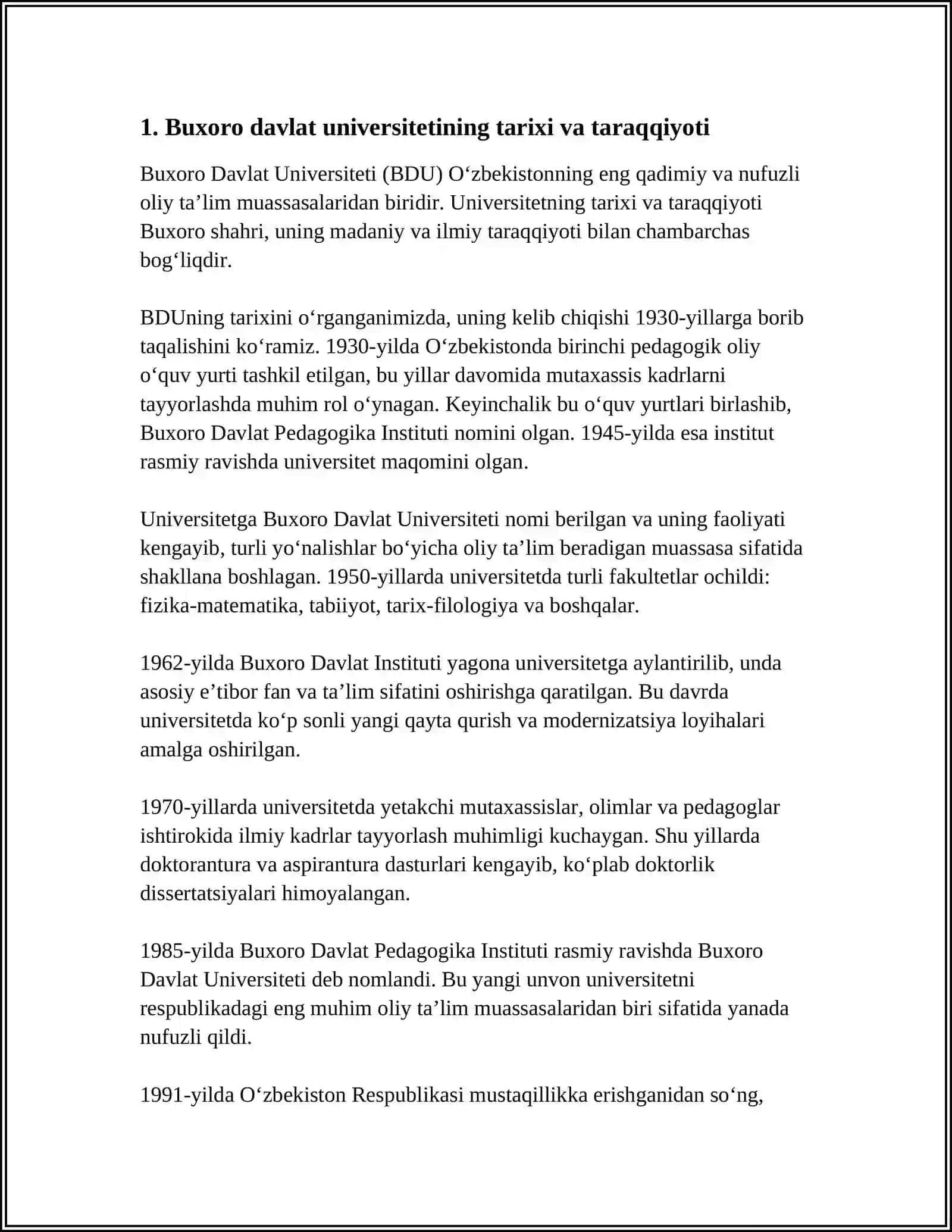 BUXORO DAVLAT UNIVERSITETI TARIX VA SOTSIALOGIYA KAFEDRASI 4