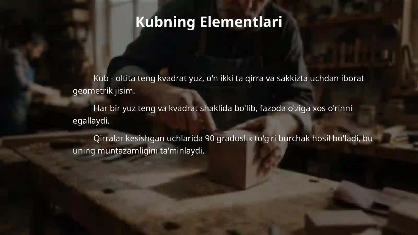 7-sinf oʻquvchilari uchun kub mavzusida taqdimot yaratib ber 4