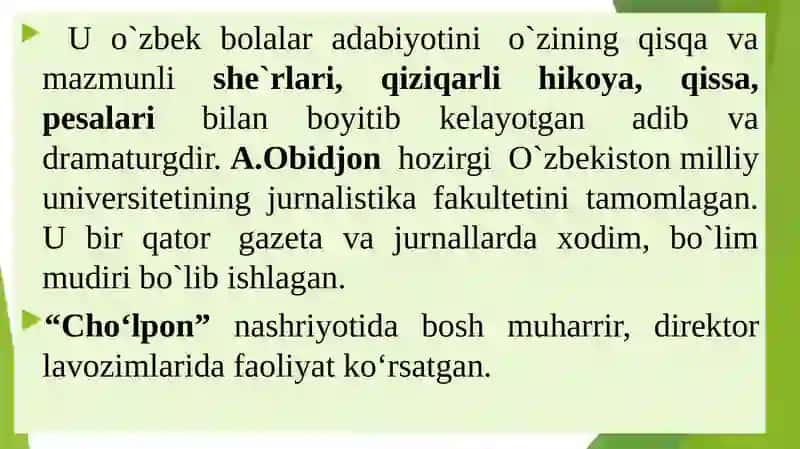 Anvar Obidjon - Bolalar Shoiri, Adibi va Dramaturgi 4