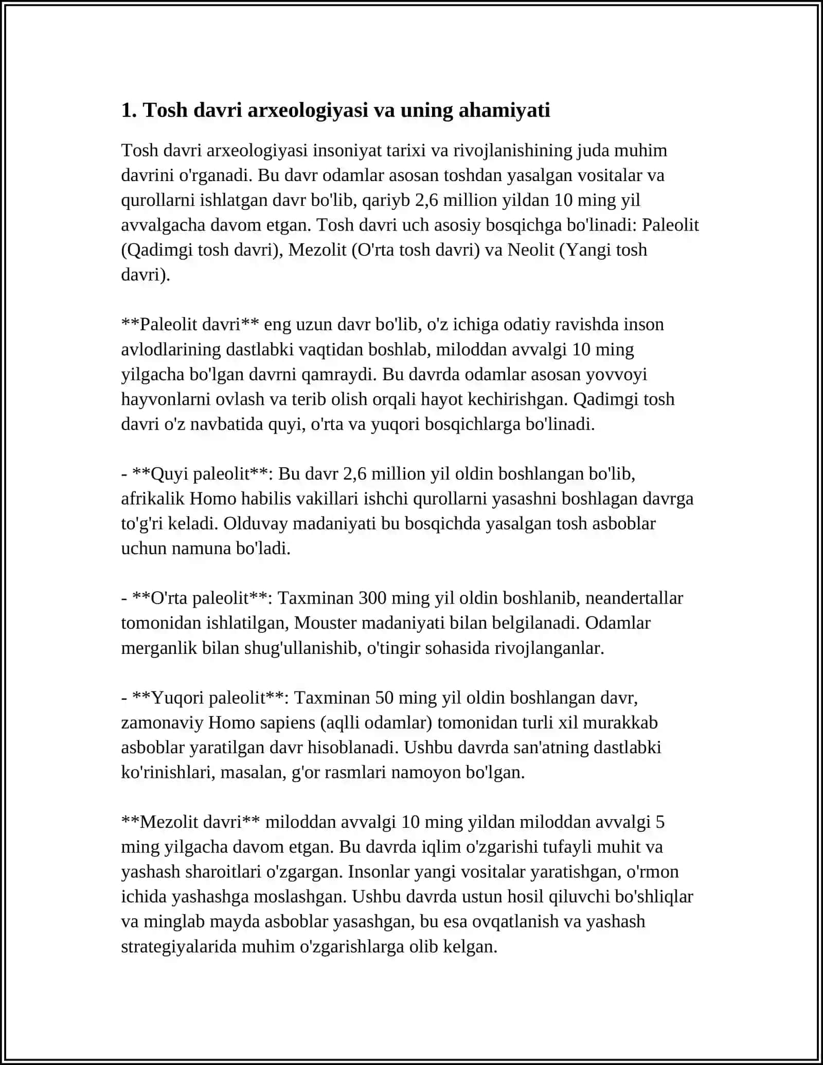 Tosh davri arxeologiyasi va uning ahamiyati 4