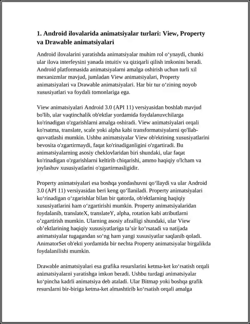 ANDROID ILOVALARIDA ANIMATSIYALARNI QURISH 4
