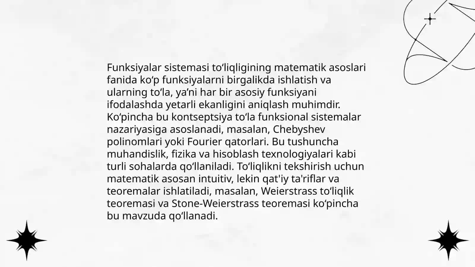 FUNKSIYALAR SISTEMASI TO‘LIQLIGINING ZARURIY YETARLI SHARTLI 4