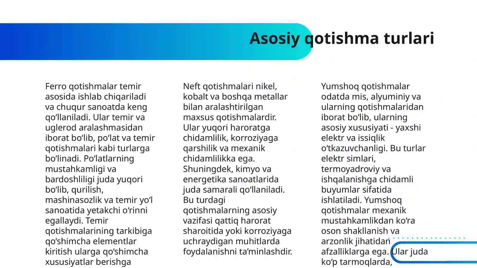 QOTISHMALAR TURLARI OLINISHI VA ISHLATILISHI 4