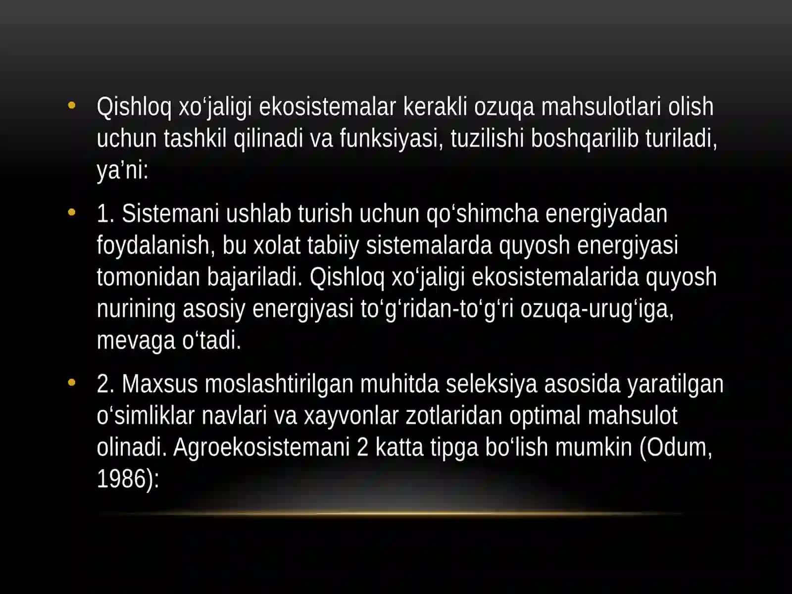 QISHLOQ XO‘JALIGI EKOSISTEMALARI VA ULARNING MAHSULDORLIGI 4