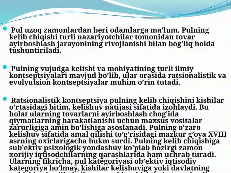 Pulning mohiyati va uning asosiy vazifalari 4