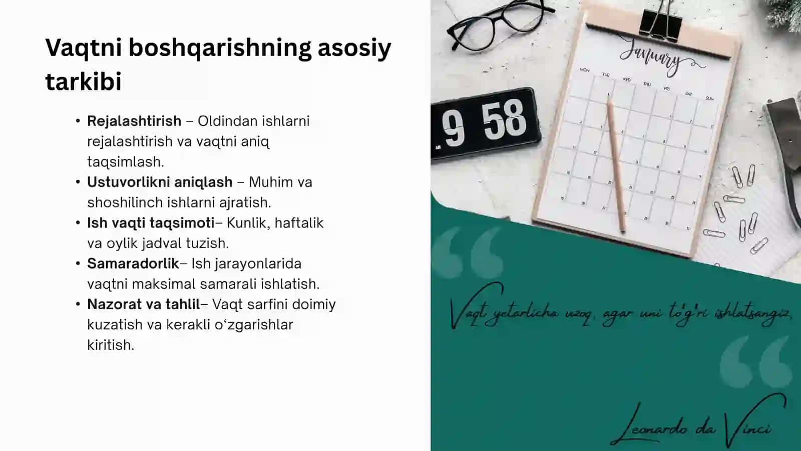 Vaqtni Boshqarish 4