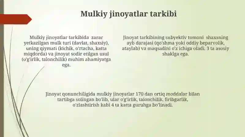 Jinoyat tarkibi tushunchasi va turlari 4