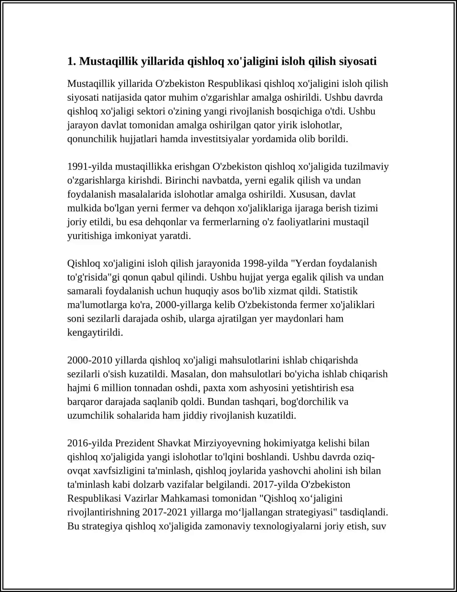 MUSTAQILLIK YILLARIDA QISHLOQ XÓJALIGI VA SANOAT SOHASIDAGI ÓZGARISHLAR 4