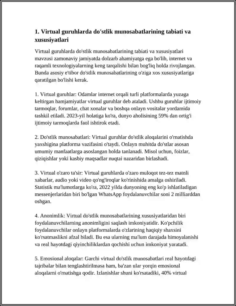 VIRTUAL GURUHLAR ORQALI SHAKLLANADIGAN DO'STLIK MUNOSABATLARI PSIXOLOGIYASI 4