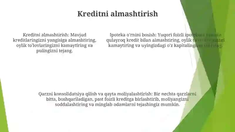 Ipoteka Ssudasi.Qarzlarni Birlashtirish Va Almashtirish 4