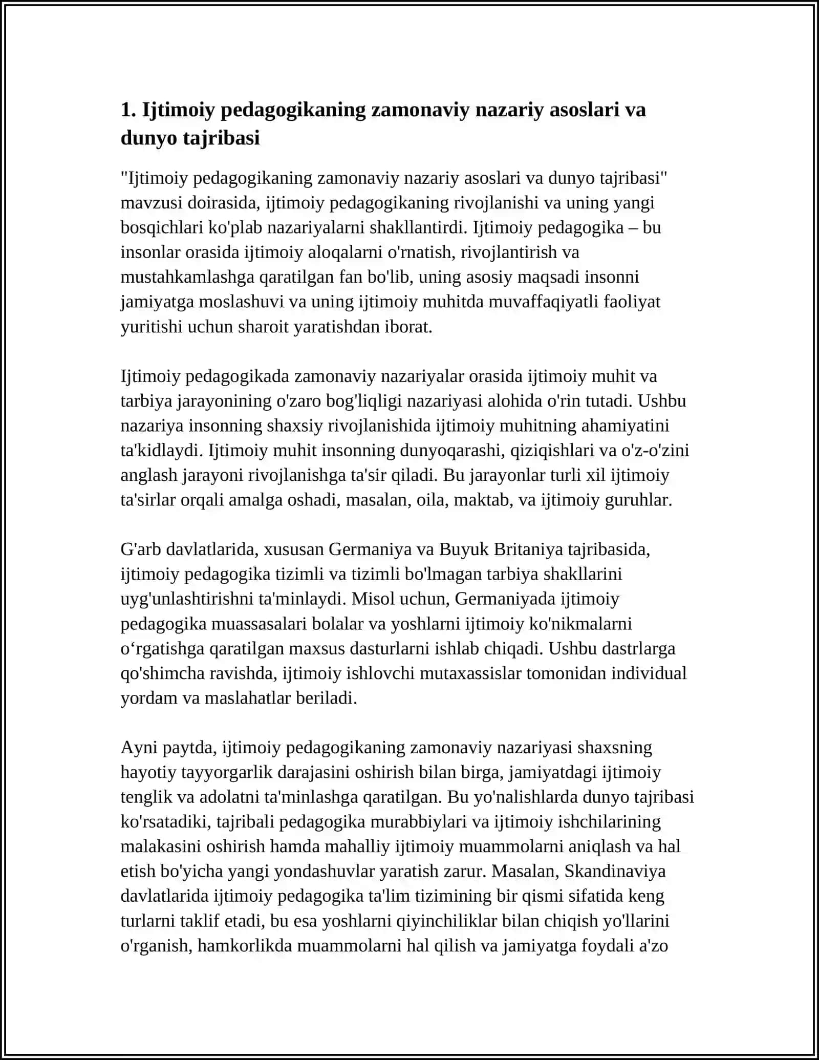 IJTIMOIY PEDAGOGIKA RIVOJLANISHINING ZAMONAVIY BOSQICHLARI: JAHON TAJRIBASI 4