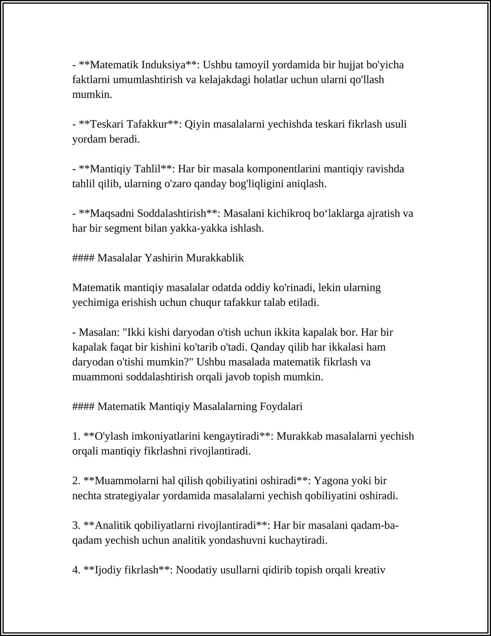 O'QUVCHILARNING MATEMATIK XOTIRASINI MUSTAHKAMLASH RIVOJLANTIRISH BOʻYICHA SAMARALI MASHIQLAR 4
