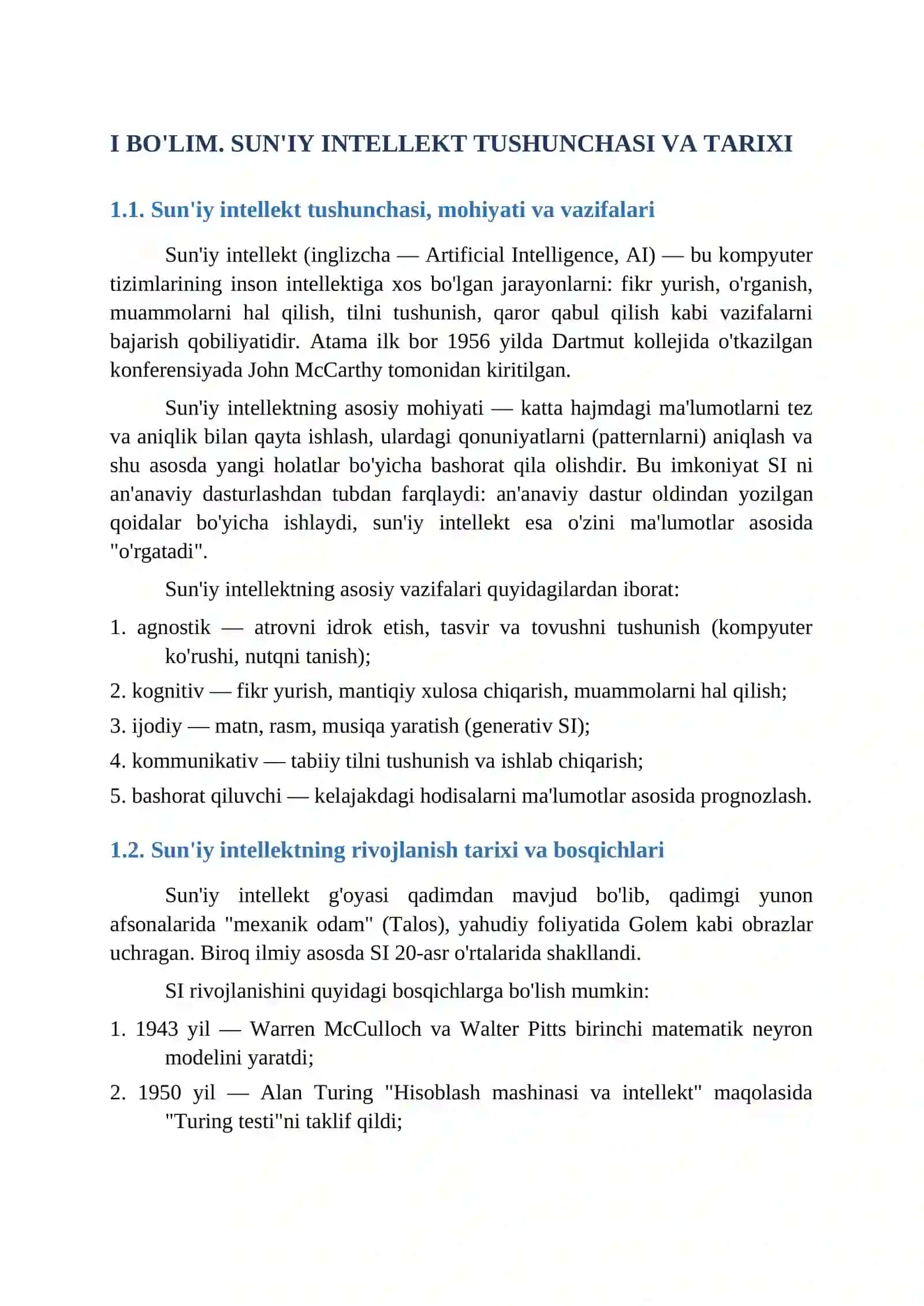 SUN'IY INTELLEKT VA UNING TA'LIM SOHASIDAGI QO'LLANILISHI REFERAT 4