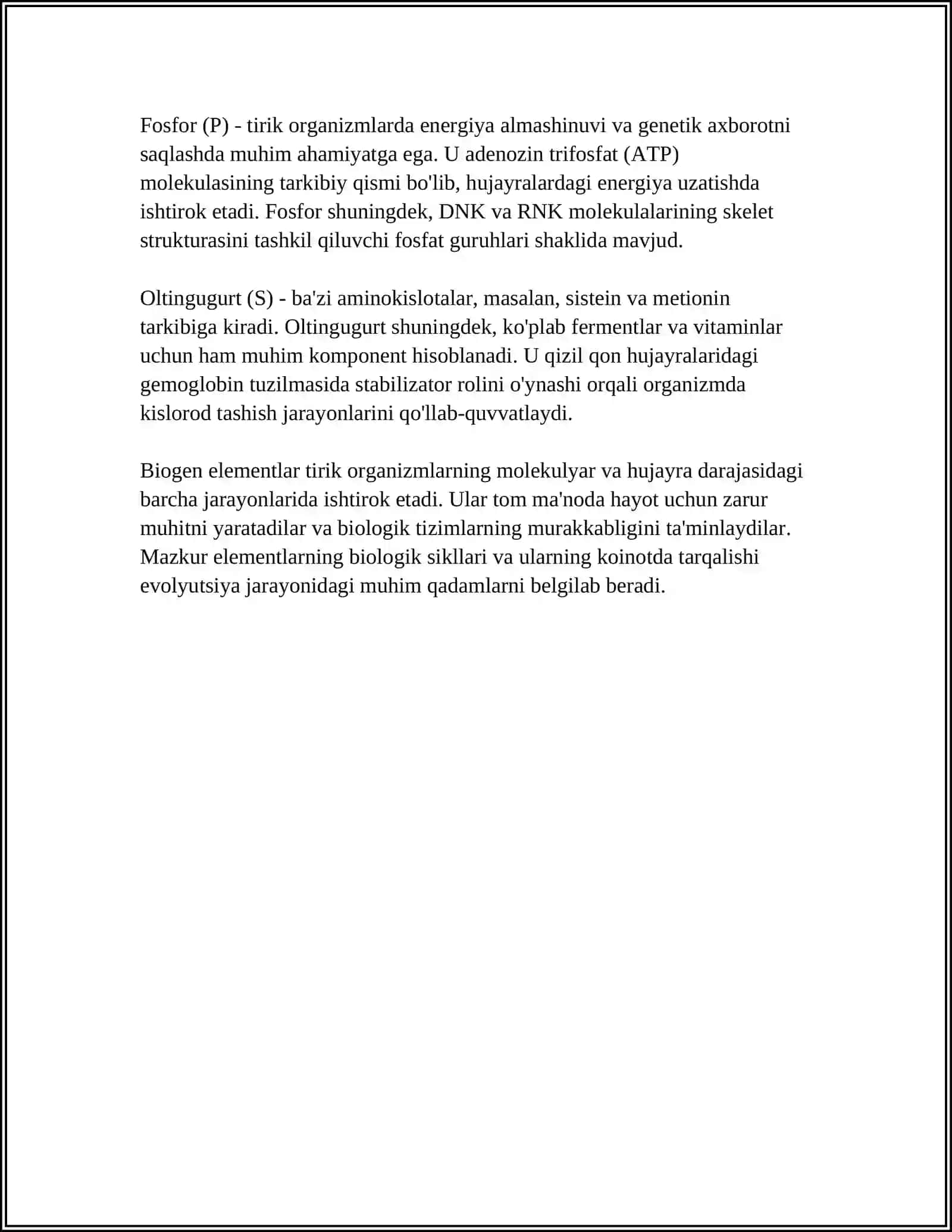 BIOGEN ELEMENTLAR TURLARI 4