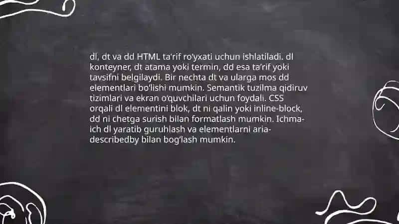 HTMLda roʻyxatlar va formalar bilan ishlash teglari 4