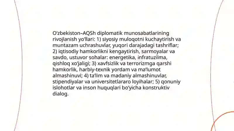 Oʻzbekiston MDH AQSh ShXT bilan munosabatlari 4