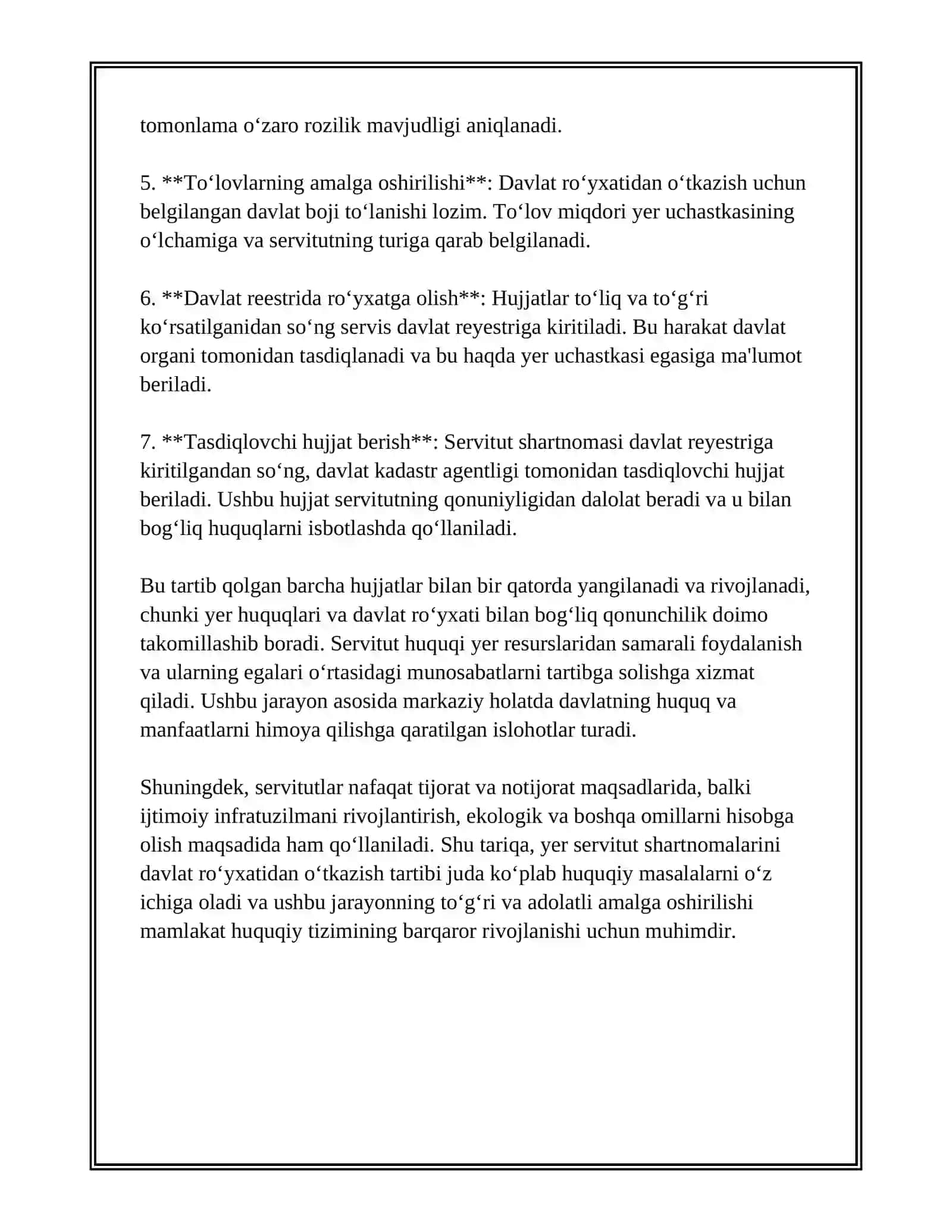 YER SERVITUT SHARTNOMALARINI RO‘YHATGA OLISH 4