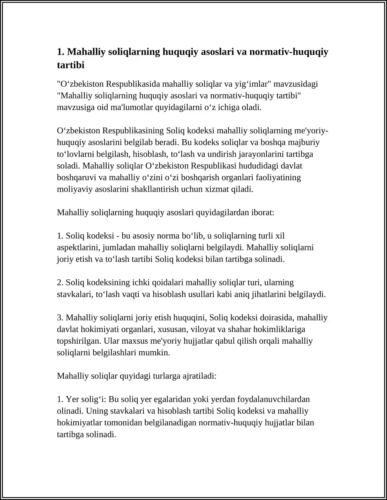 O‘zbekiston Respublikasida mahalliy soliqlar va yig‘imlar 4