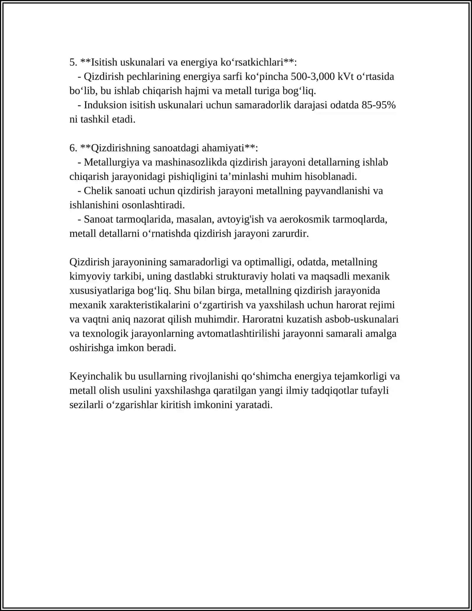 METALNI QIZDIRISHNING RATSIONAL TEXNOLOGIK ASOSLARI 4