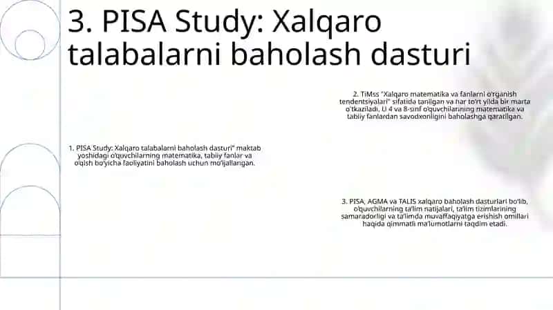 TIMSS, Pisa, Agma.Talis Xalqaro Baholash Dasturlariiga Doir Test Namunalari Bilan Tanishtirish 4