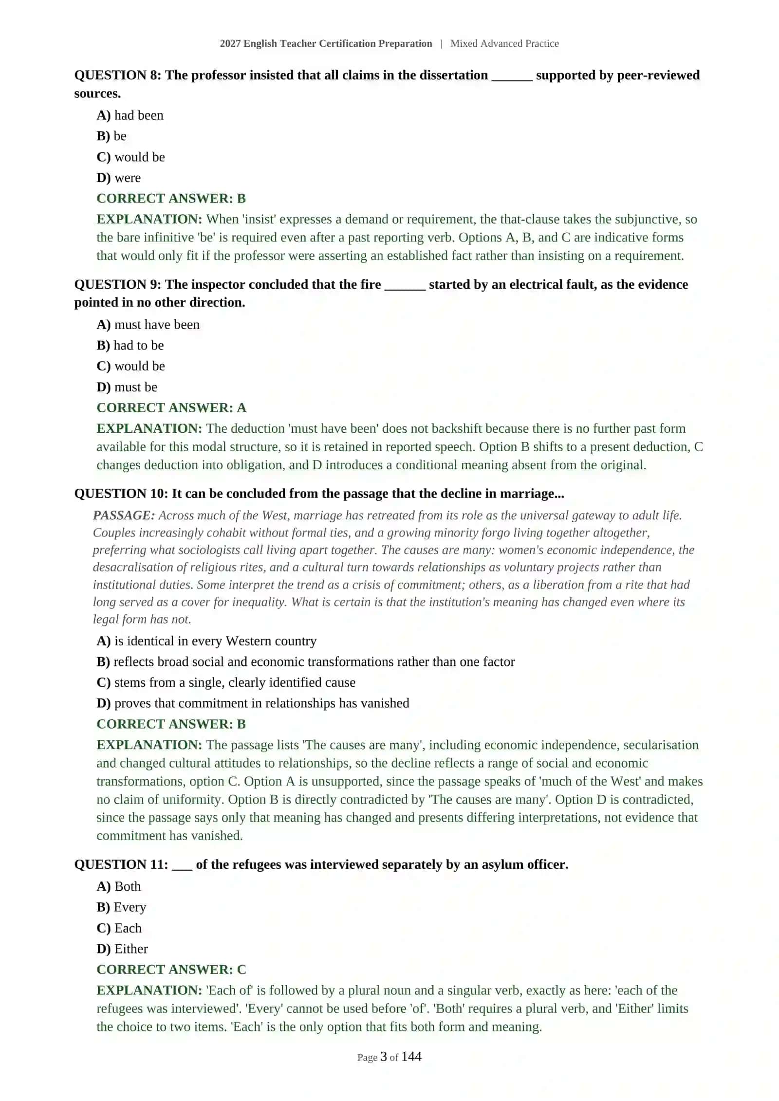 2027 English Teacher Certification Preparation | Mixed Advanced Practice 4