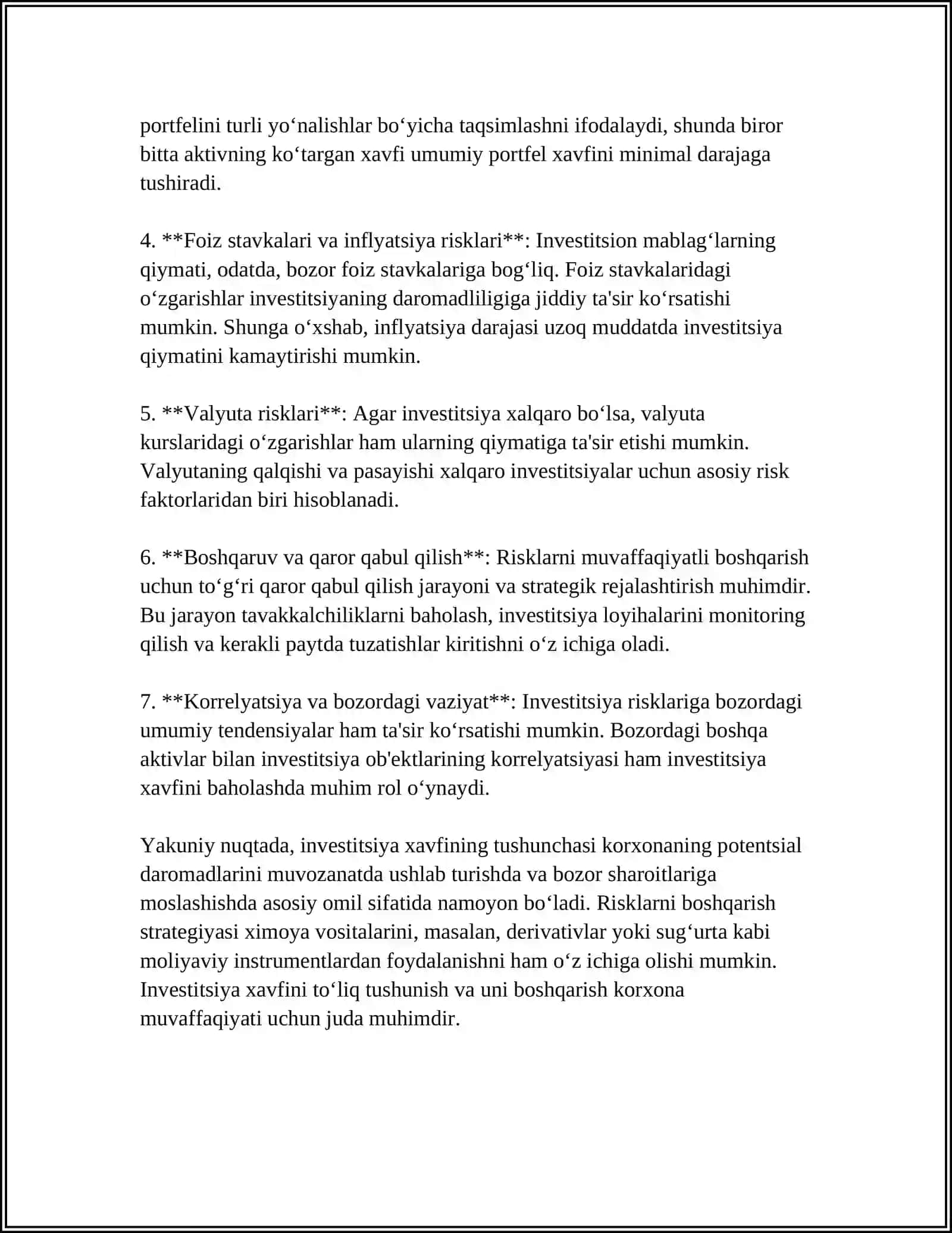 KORXONADA INVESTITSIYA RISKLARINI BOSHQARISH 4