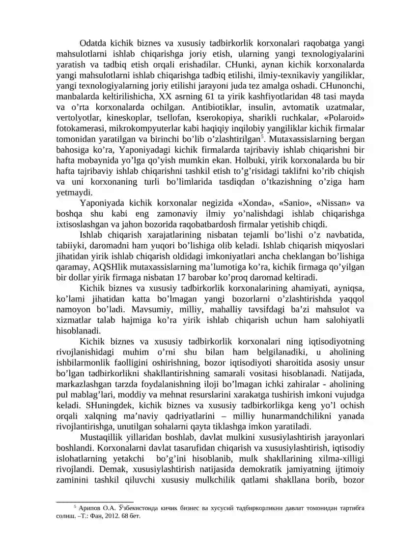 Kichik biznes va xususiy tadbirkorlik faoliyatining turlari va shakllari 4