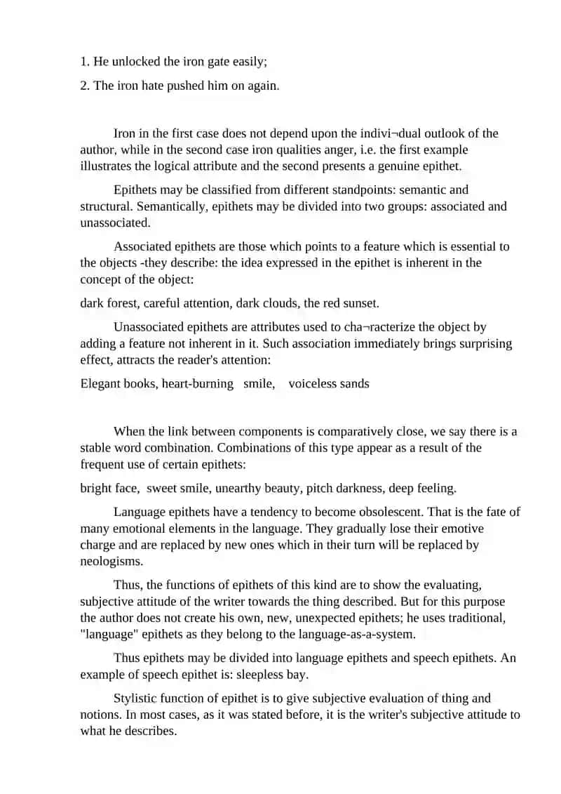 Lecture 10: Interaction of Logical and Emotive Meanings: Interjections, Epithet, Oxymoron 4