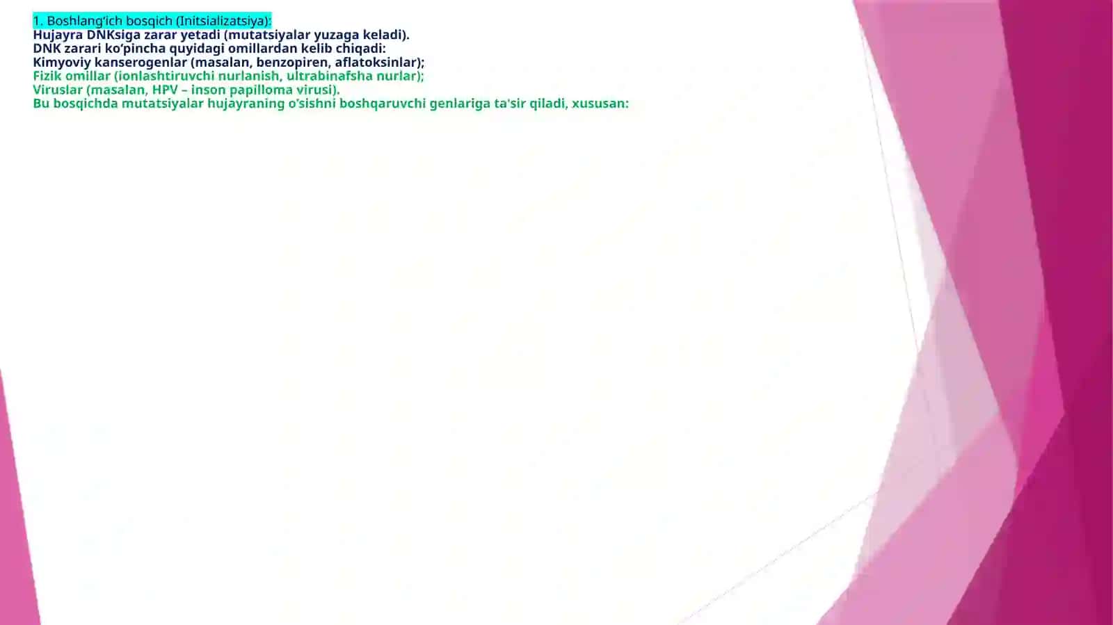 Onkogenez(kanserogenez) 4