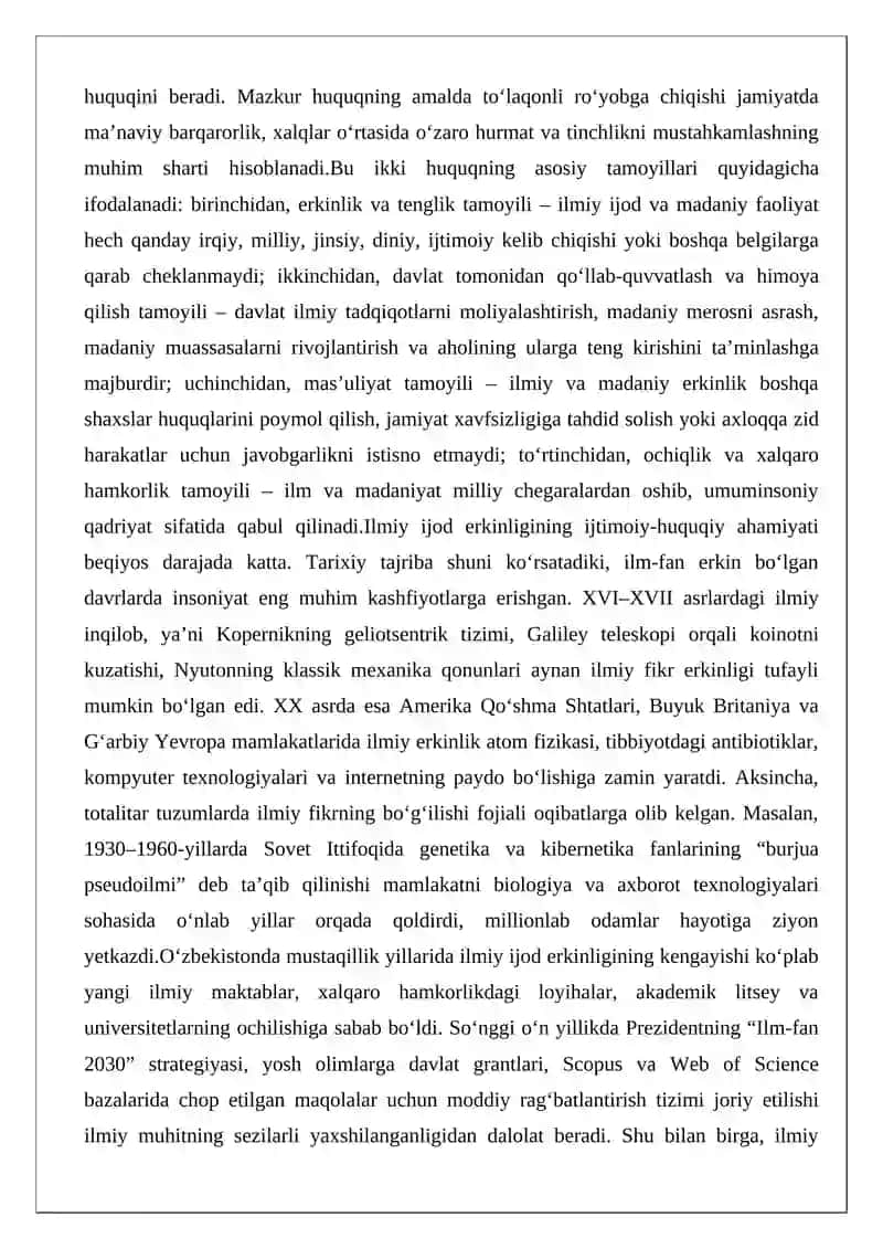 Insonning ilmiy ijod erkinligi va madaniyat yutuqlaridan foydalanish huquqi tasnifi 4