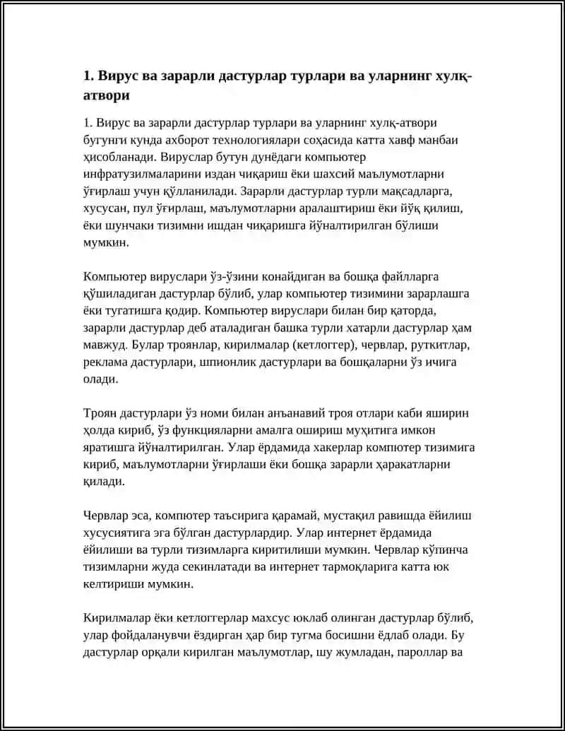 ВИРУС ВА ЗАРАРЛИ ДАСТУРЛАРДАН ҲИМОЯ УСУЛЛАРИ 4