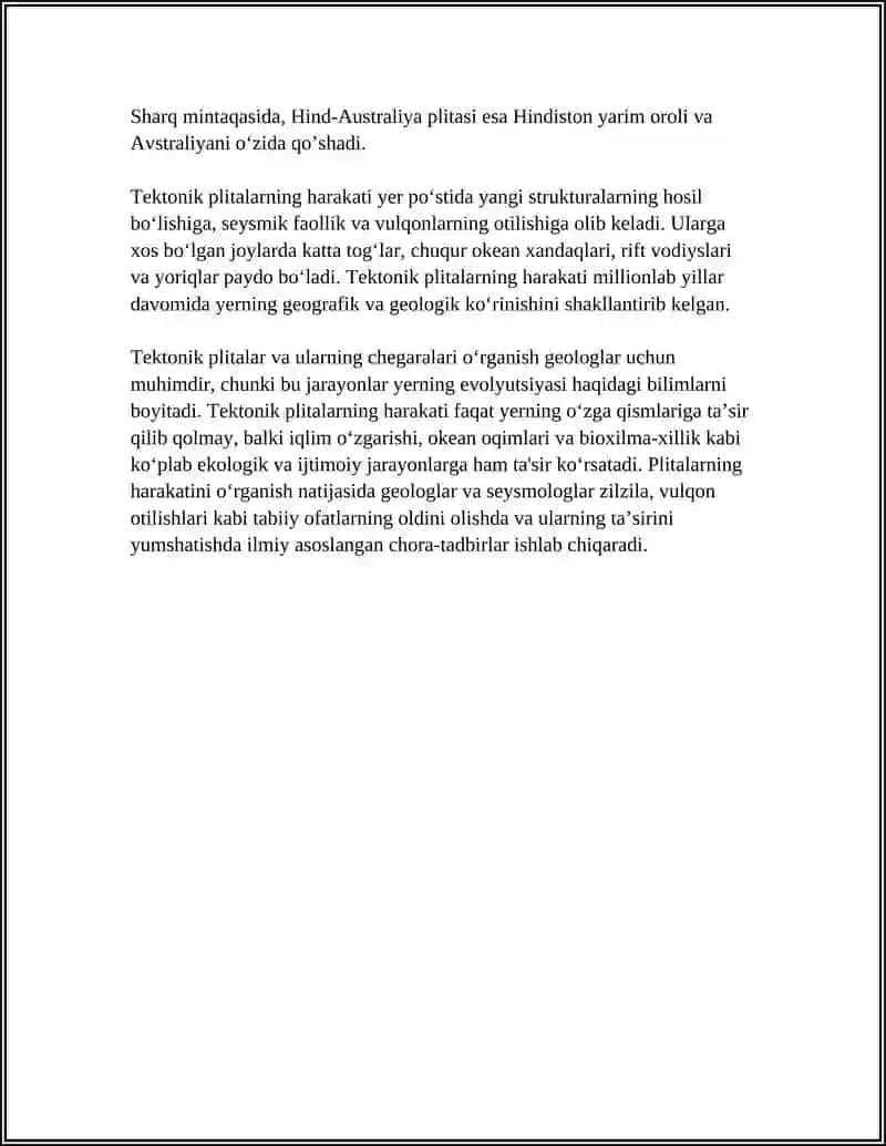 LITOSFERSNING ASOSIY TEKTONIK STRUKTURAVIY ELEMENTLARI ULARNING RIVOJLANISHI VA JOYLASHUVI 4
