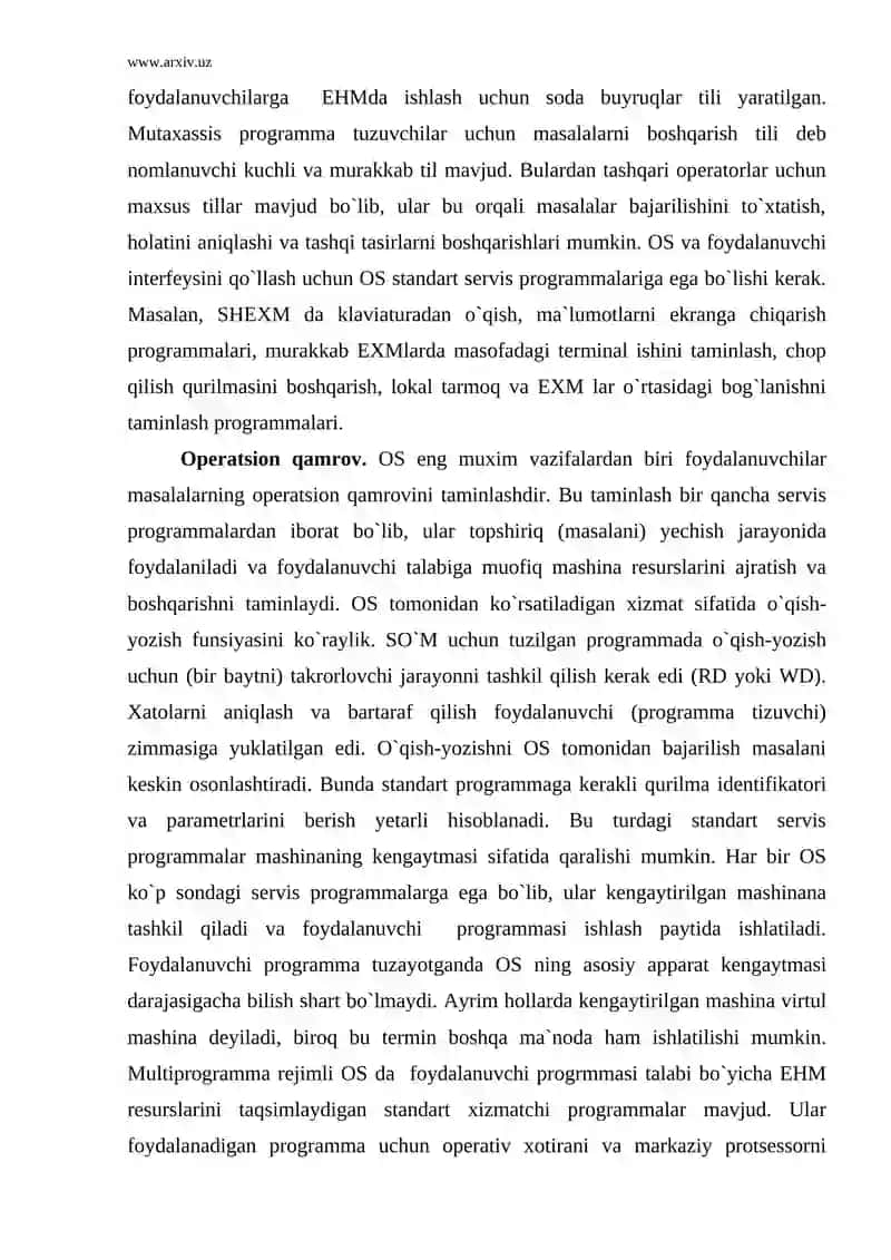 Operatsion tizimlarning asosiy vazifalari va ularning turlari 4