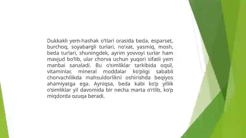 Dukkakli yem hashak o'tlar guruhi.Beda o'simligining umumiy marfalogik belgilari 4