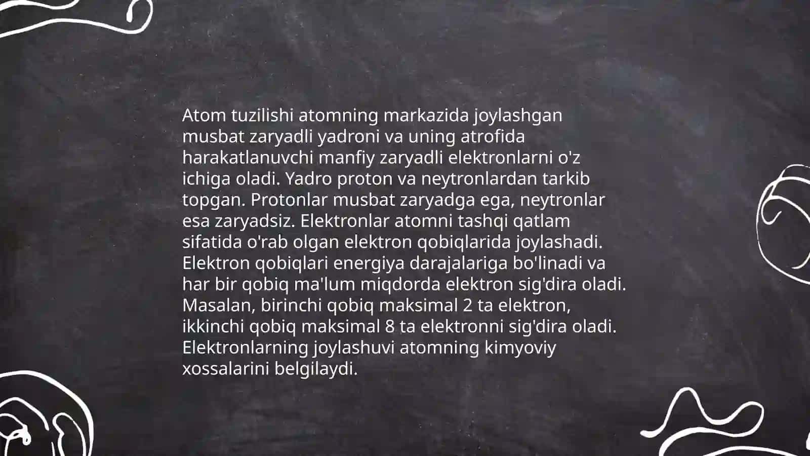Elementlar oilalari va elementlar atomlari va ionlarining elektronlar konfigurasiyalari. Elektronlarning energetik yacheykalarga joylashuvi 4