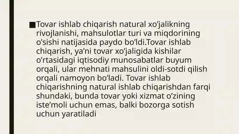 Tovar ishlab chiqarish 4