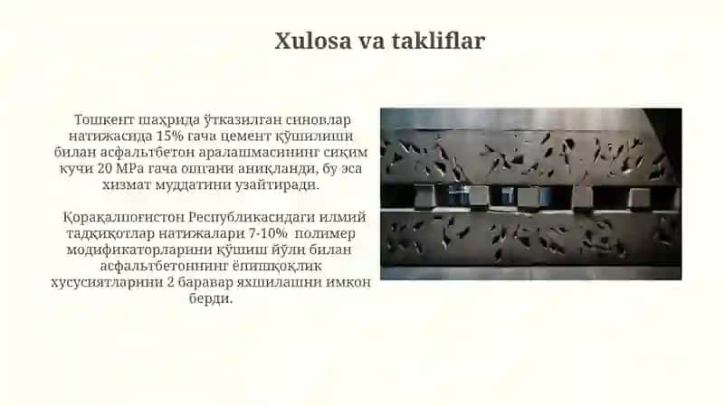 Yangi Asfaltbeton Aralashmalarini Ishlab Chiqish 4