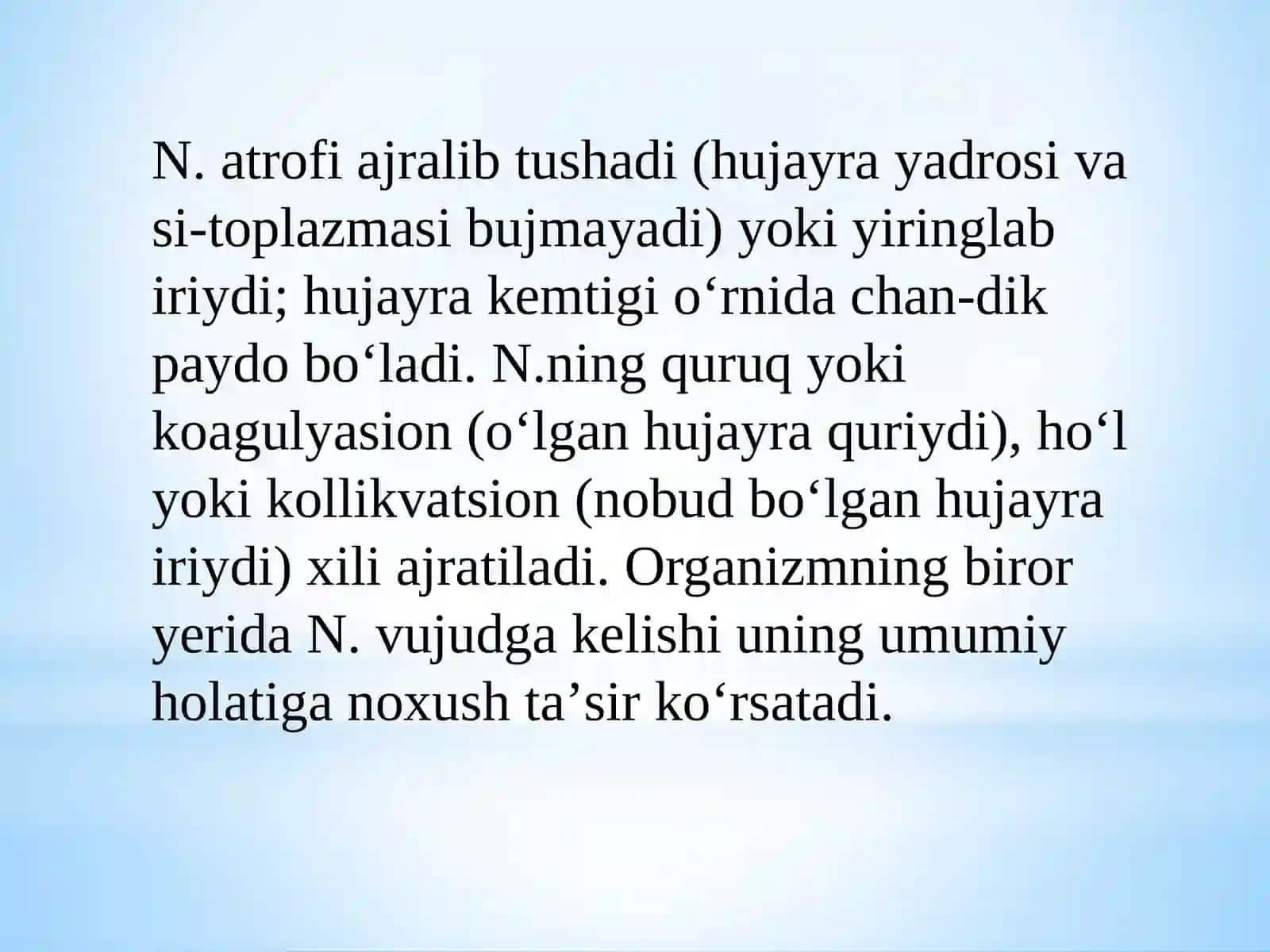 To'qimalar o'limi. Qon aylanishining o'tkir buzilishi 4