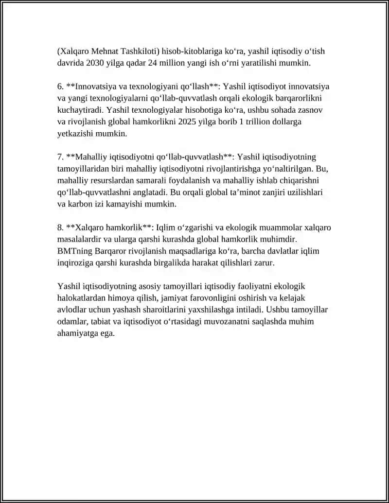 YASHIL IQTISODIYOTDA YASHIL INVESTITSIYA LOYIHALARINI SAMARADORLIGINI OSHIRISH 4