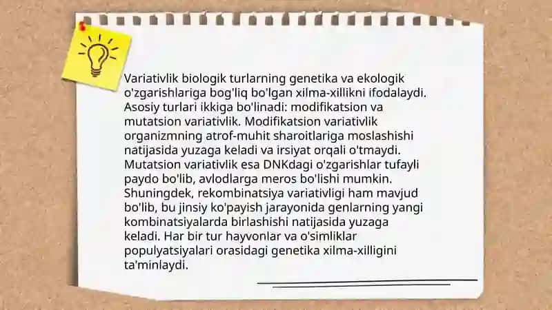 Variativlik turlari 4