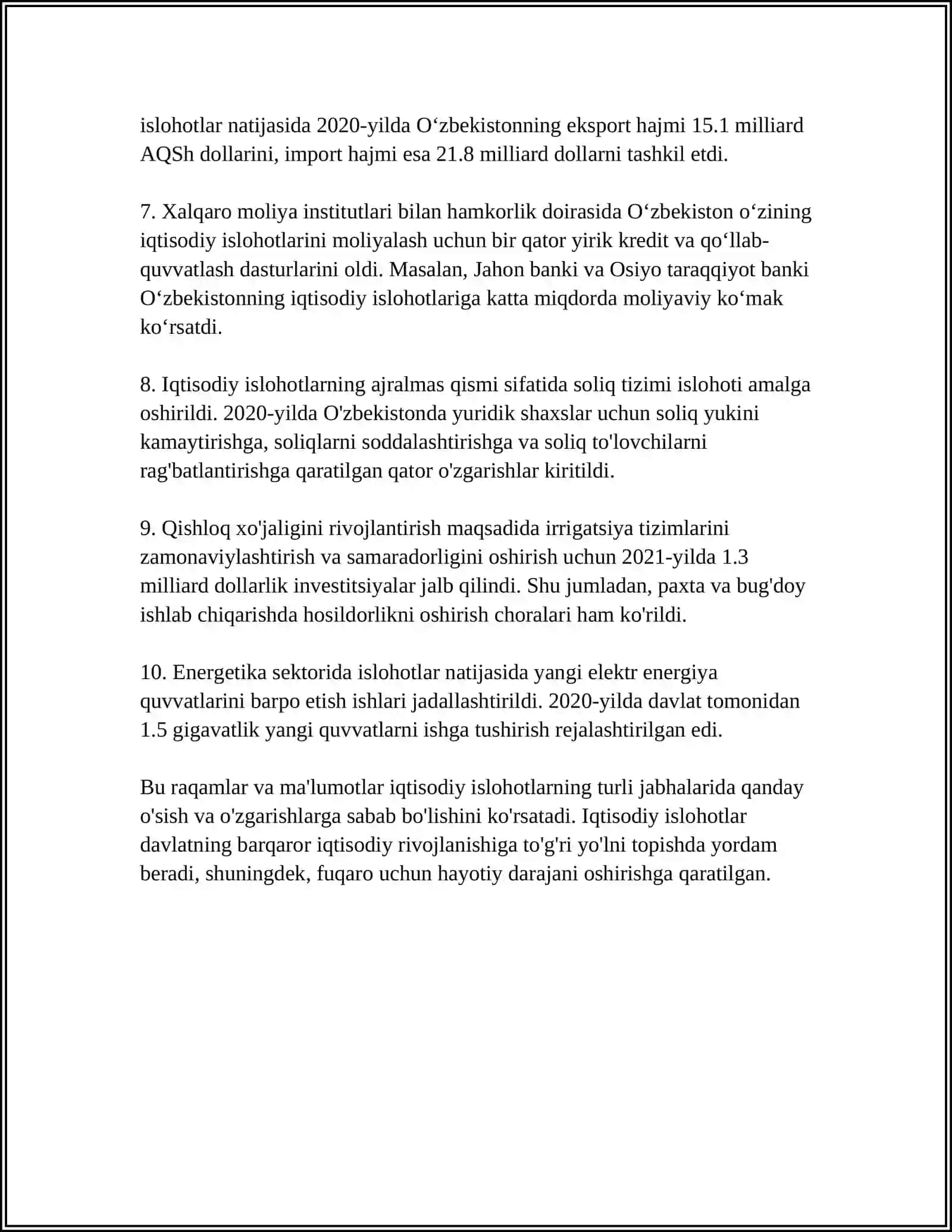 MUSTAQILLIK YILLARIDA DAVLAT BOSHQARUVIDA AMALGA OSHIRILGAN ISLOHOTLAR 4