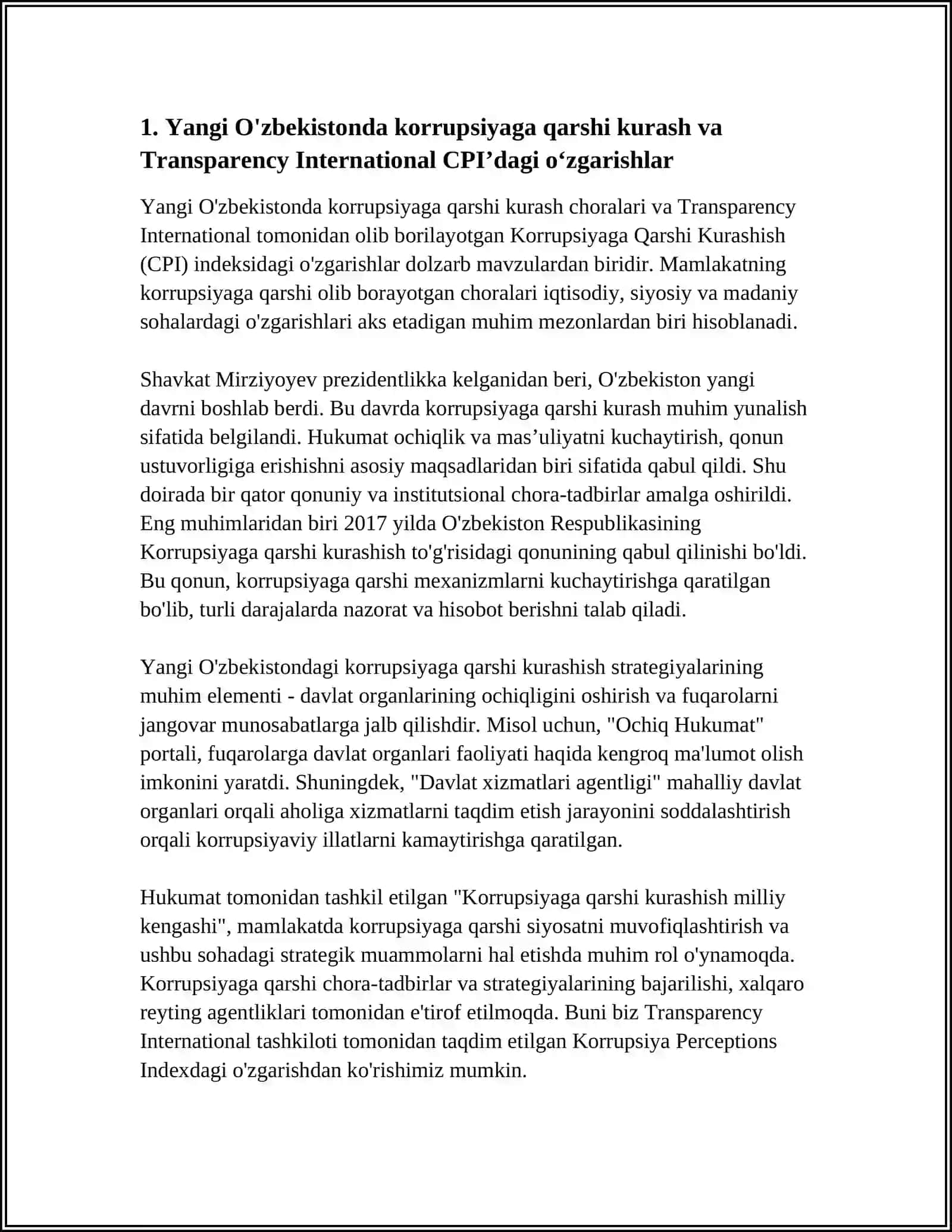 YANGI O'ZBEKISTONDAGI IJTIMOIY-SIYOSIY, IQTISODIY VA MADANIY O'ZGARISHLARNING XALQARO REYTING VA INDEKSLARDAGI AKS ETISHI 4