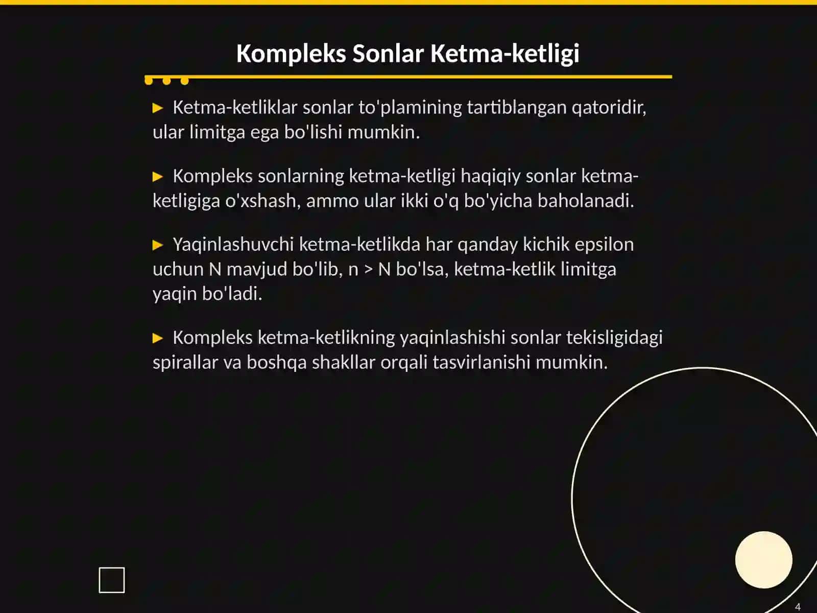Kompleks Sonlar Ketma-ketligi va Qatorlari 4