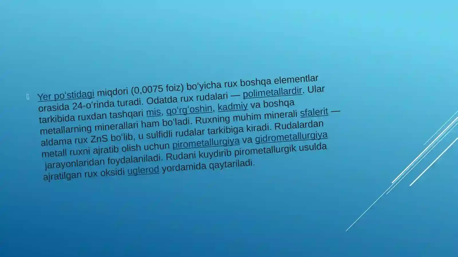 Davriy sistema 2b gurux elementlari (ZN-RUX,CD-KADMIY) XOSSALARI VA ISHLATILISHI 4