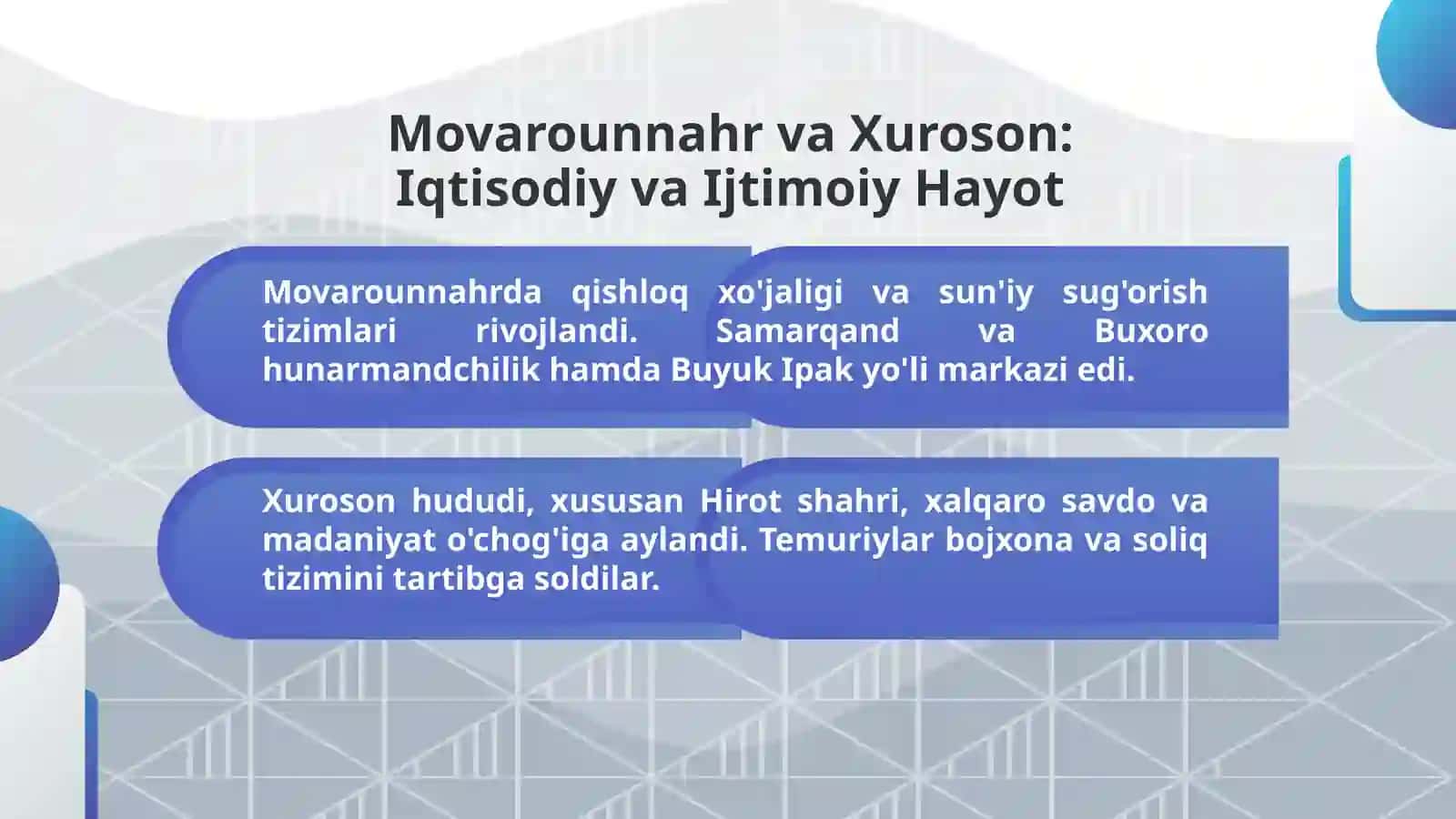 Temuriylar Davrida Movarounnahr va Xuroson Uyg'onish Davri 4