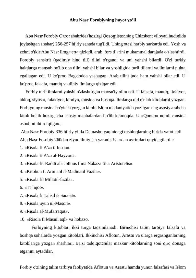 Abu Nasr Farobiy va Imom Al G’azzoliyning falsafa ilmiga oid qarashlarini qiyosiy tahlil qilish 4