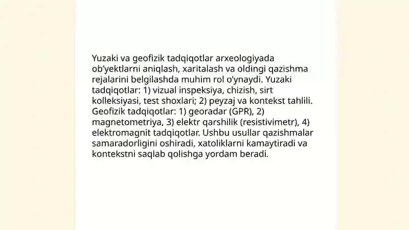 Arxeologik tadqiqot turlari va sanalashtirish muamolari 4
