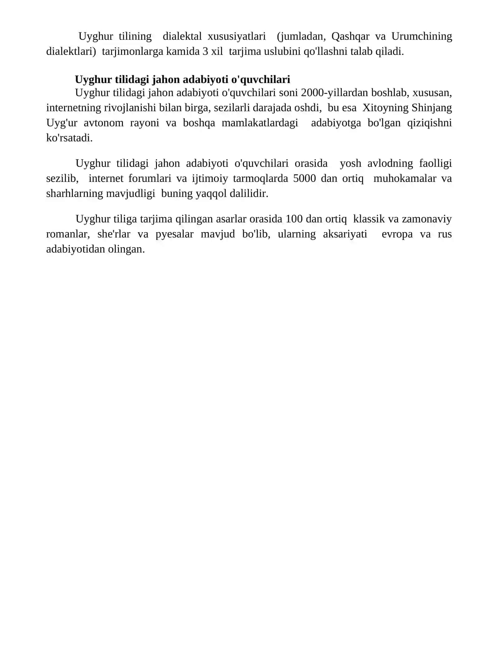 Jahon adabiyotining uyg'ur tiliga tarjimalari 4